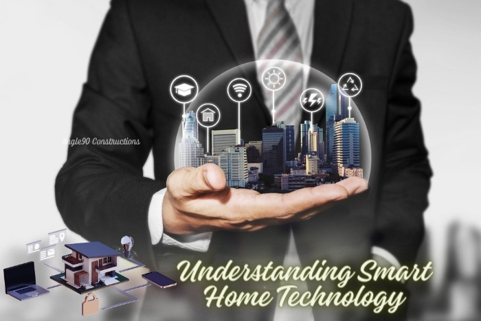 Professional presentation of smart home technology by Angle90 Constructions in Coimbatore, demonstrating integrated systems for modern urban living