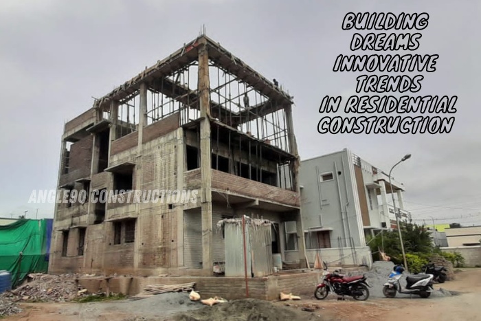 Under-construction residential building in Coimbatore by Angle90 Constructions, illustrating innovative trends in residential construction with a focus on durability and design