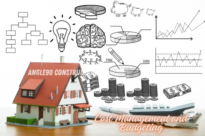 Angle90 Constructions: Cost Management and Budgeting Strategies for Residential Projects in Coimbatore. Detailed illustration of a house model with financial planning elements to represent effective budgeting techniques for successful construction projects