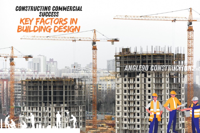 Angle90 Constructions: Constructing Commercial Success - Key Factors in Building Design. Image featuring active construction site with cranes and workers, representing the essential elements of commercial building design in Coimbatore