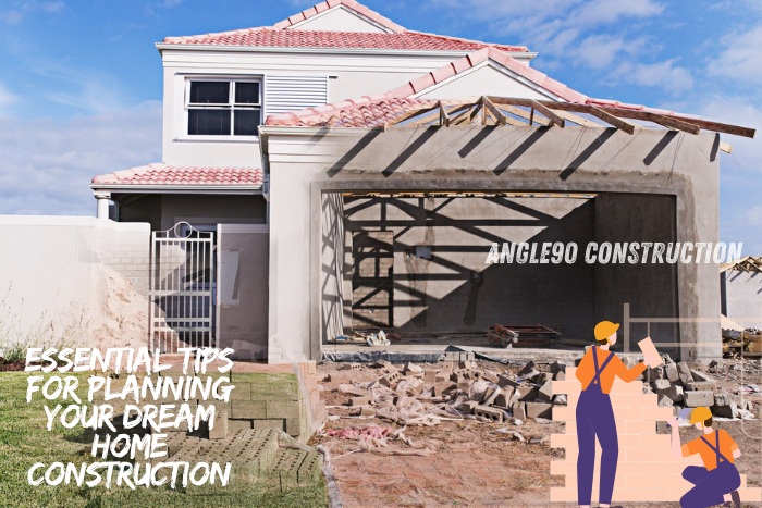 Angle90 Constructions: Essential Tips for Planning Your Dream Home Construction. Image showcasing an under-construction house with workers laying bricks, emphasizing home building and planning services in Coimbatore