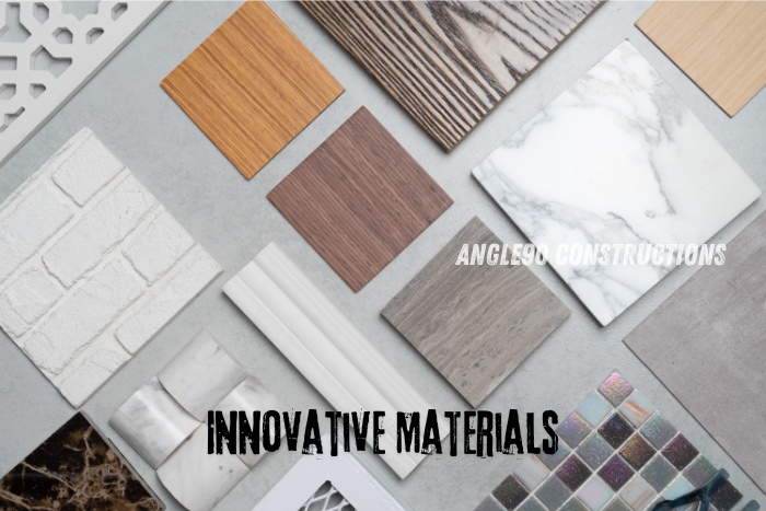 Collection of innovative building materials displayed by Angle90 Constructions in Coimbatore, showcasing modern textures and finishes for residential and commercial projects. Explore sustainable and stylish options for your next construction or renovation project