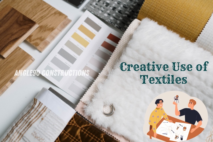 Creative use of textiles by Angle90 Constructions in Coimbatore to enhance interior design projects. Discover diverse fabric samples, textures, and color palettes used for home renovations and design solutions in Coimbatore.