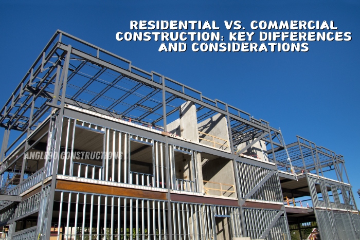 Commercial building construction with steel framework, focusing on the key considerations between residential and commercial projects by Angle90 Constructions in Coimbatore