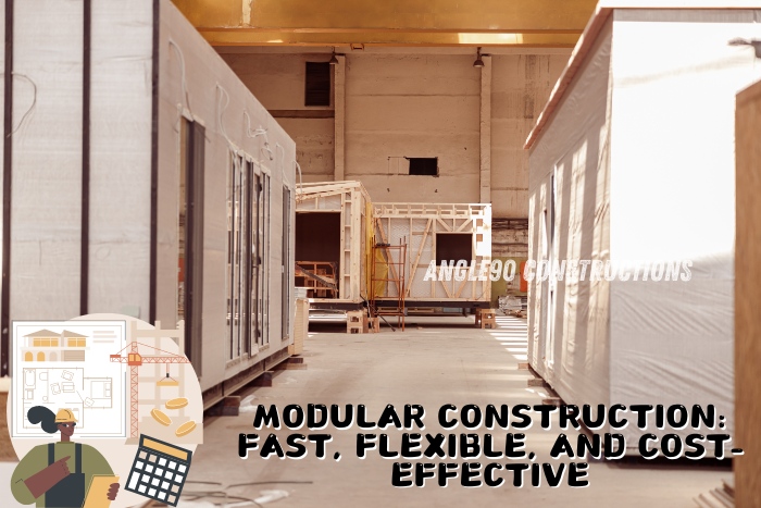 Modular construction site highlighting quick, adaptable, and affordable construction techniques, handled by Angle90 Constructions in Coimbatore