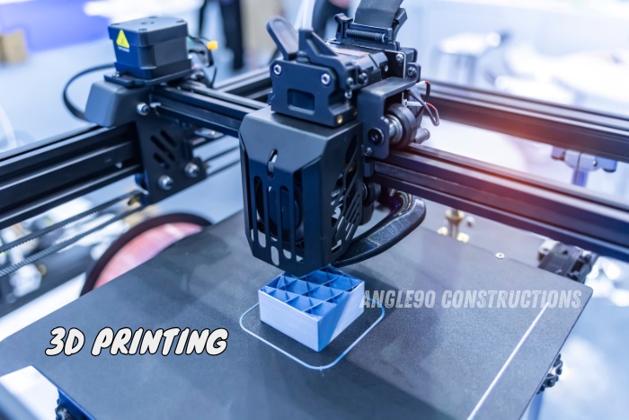 Advanced 3D printing technology in use at Angle90 Constructions, Coimbatore showcasing innovative tools for modern construction designs