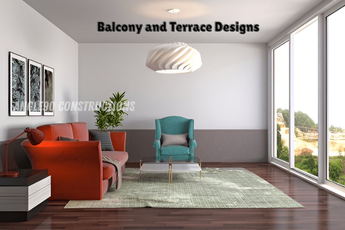 Modern living room with balcony and terrace design ideas by Angle90 Constructions in Coimbatore, showcasing elegant interiors