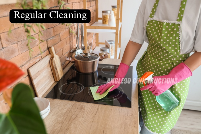 Modern commercial building elevation with glass façade and contemporary architectural design by Angle90 Constructions in Coimbatore